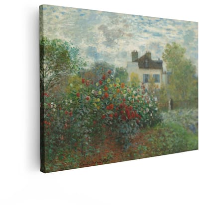 Artaza Canvas Schilderij Monet Schilderij - 80x60 cm - Wanddecoratie Bloemen Tuin - Muurdecoratie Landschap - Schilderijen Op Canvas Huis