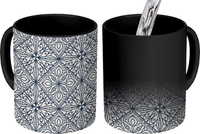 Magische Mok - Foto op Warmte Mokken - Koffiemok - Patronen - Ruit - Zwart - Wit - Magic Mok - Beker - 350 ML - Theemok
