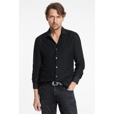 John Varvatos Slim Fit Stella Collar Collection Dress Black Size: 14.5R | Formal Shirts Outlet | Heren | Zwart