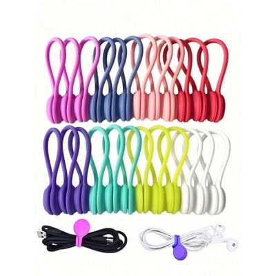 Magnetische Kabel Organizer, Herbruikbare Siliconen Kabelbinders, Twist-Tie Kabelbeheer voor het Bundelen en Organiseren van Items, Koelkastmagneet Kabelwikkel 1pc(random Colors) veelkleurig