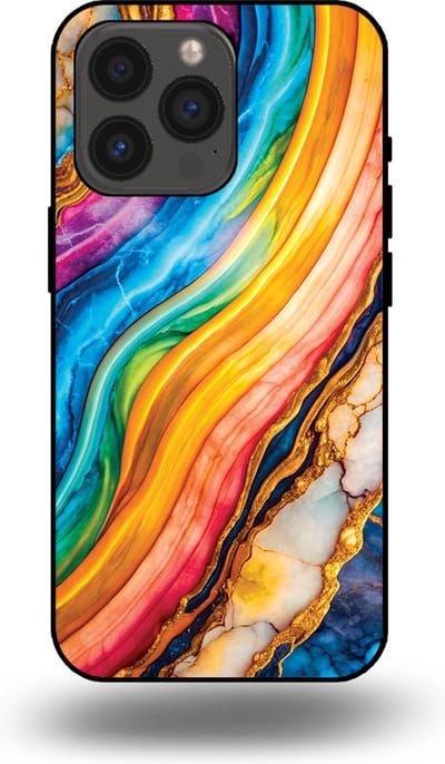 Smartphonica Telefoonhoesje Geschikt voor iPhone 13 Pro met Regenboog Goud Marmer Opdruk - TPU Backcover Case Rainbow Gold Marble Design geschikt voor iPhone 13 Pro