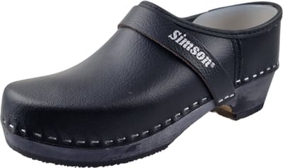 Werkklompen - Schoenklompen - Dichte hiel met houten zool en leren kap - Unisex klompen - Simson - Zwart - maat 38