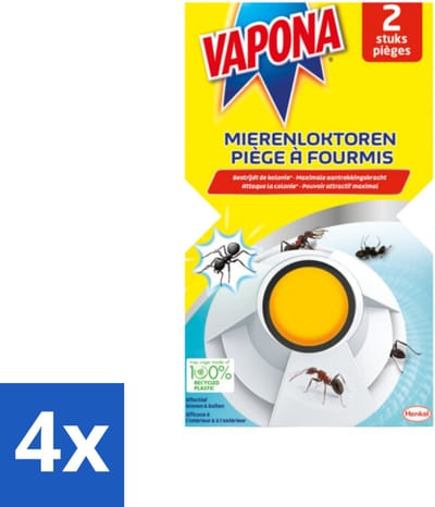 4 x Vapona - Mierenloktoren - 2 Mierenloktorens - Mieren Lokdoos - Mieren Bestrijding - Mierenplaag - Mierenwering - Mierenverdelging