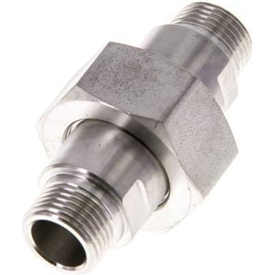 Dubbele Nippel R3/8'' Afneembare RVS Vlakke Seal PTFE 40bar