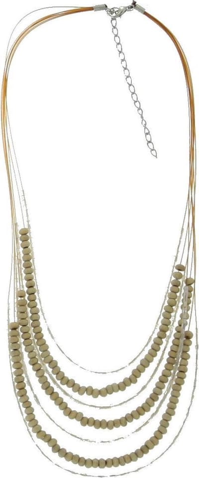 Behave - Ketting met houten kralen beige tint - Boho zomerse stijl