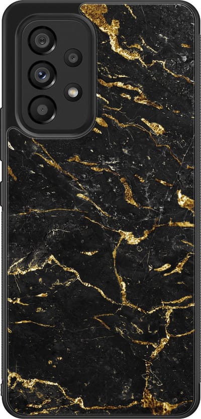 Leuke Telefoonhoesjes - Hoesje geschikt voor Samsung Galaxy A53 - Marmer zwart goud - Backcover zwart - Marmer - Zwart, Goud