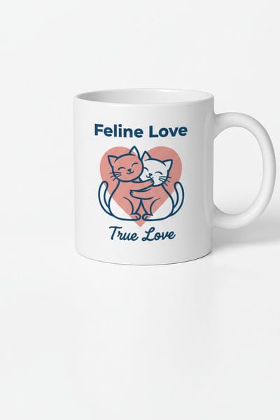 Feline Love True Love Mok - Schattige Katten Knuffel - Romantisch Cadeau voor Kattenliefhebbers en Koppels