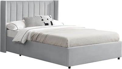 Gestoffeerd bed 120 x 200 cm met opbergruimte en lattenbodem - lichtgrijs