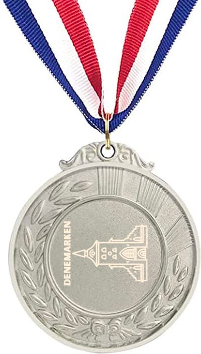 Akyol - denemarken medaille zilverkleuring - Piloot - denemarken cadeau - beste land - leuk cadeau voor je vriend om te geven
