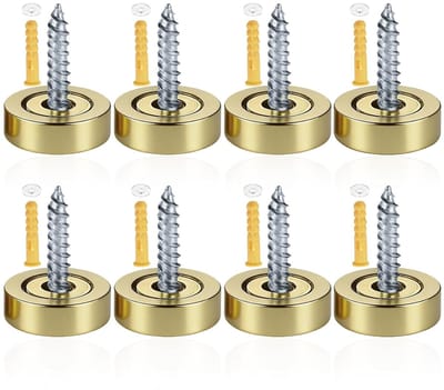 8 Stuks Spiegelschroeven 22 mm met Afdekkap, Gouden Sierbevestigingen voor Spiegels, Douchewanden en Kasten van Zinklegering