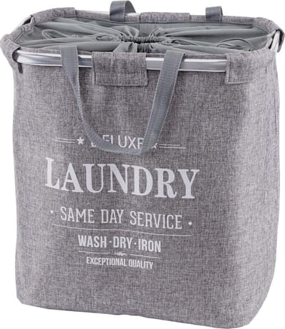 Wasmand MCW-C34, Wasmand met trekkoord Wasmand met trekkoord, 2 compartimenten Handgreep 54x52x32cm 89l ~ grijs