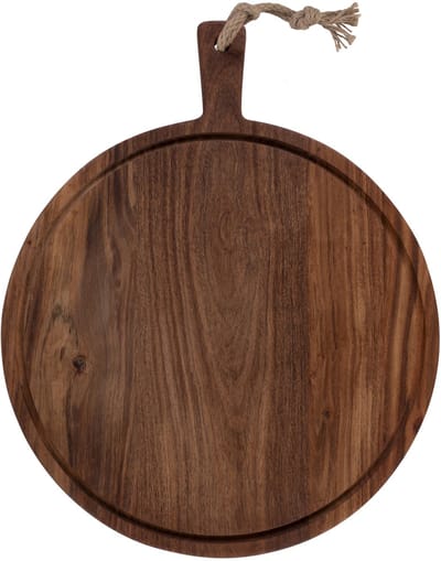 Pure Acacia Wood Borrelplank | Tapasplank | Serveerplank rond | Pizzaplank met sapgoot 45 cm