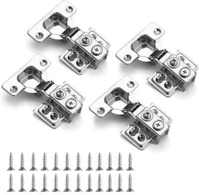 Roestvrijstalen Kabinet Scharnieren - 4 Pack (2 Paar) Overlay Zacht Sluitend met 3-Way Verstelbaarheid voor Keukenkastjes