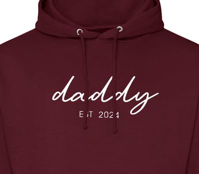 Hoodie heren met capuchon - Sweater heren capuchon - Cadeau papa - Cadeau papa kerst - Cadeau papa vaderdag - Daddy est 2024 - Bordeaux L