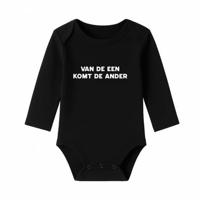 Romper Baby Aankondiging – Van de een komt de ander – Zwart – Lange mouw – Maat 62/68