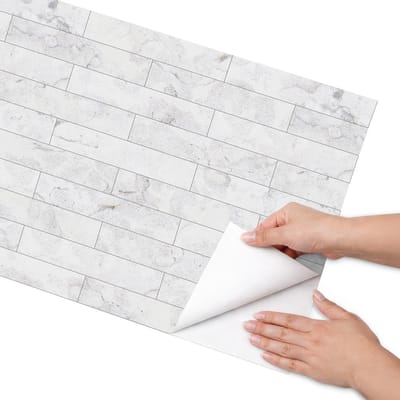 Coloray Meubel Wrap Folie - Wit Meubelfolie - 50x100 cm - Meubel Wrap Folie Marmeren bakstenen - Plakfolie Meubels - Minimalist Meubelfolie - Decoratiefolie Zelfklevend - Slaapkamer decoratie - Texturen