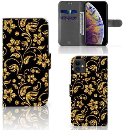 Apple iPhone 11 Hoesje Gouden Bloemen