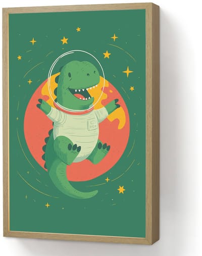 Nachtlampje 40x60 cm - Kinder lamp - Dino - Groen - Planeet - Tafellamp kinderkamer draadloos - Slaapkamer lampje - Bedlamp kinderen - Kinderlampje - Wandlamp babykamer - Nachtlampjes
