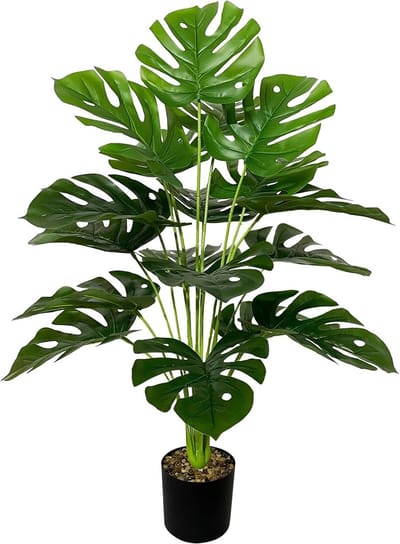 SnelShoppen - Kunstplant in Pot - Nepplanten Binnen Buiten - Tropische Palm - Vloerplanten voor Thuis, Kantoor, Woonkamer, Slaapkamer - 75cm Groot, On