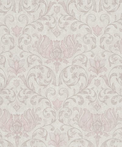 Behang Bloemen Lichtgrijs-Roze – Klassiek & Romantisch – Vliesbehang – Elegante Muurdecoratie – Tijdloos Design
