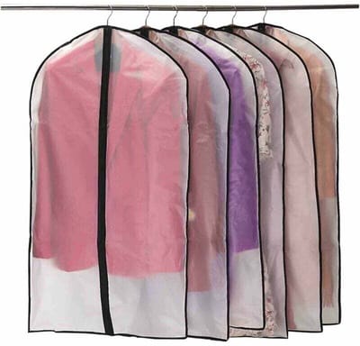 YAGXIG Kledingstofhoes - kledinghoes - transparante kledinghoes - overjasstofzak - hangende kledinghoes - overjasopbergtas - huishoudelijk - 60*100cm - zwarte randen - rits - set van 6