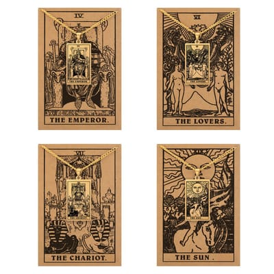 Tarot Ketting 6 | 4 | 7 | 19 bundel - Liefde & Relaties - Goudkleurig Stainless Steel - Inclusief Rider-Waite Kaartjes - 60cm - Pax Amare