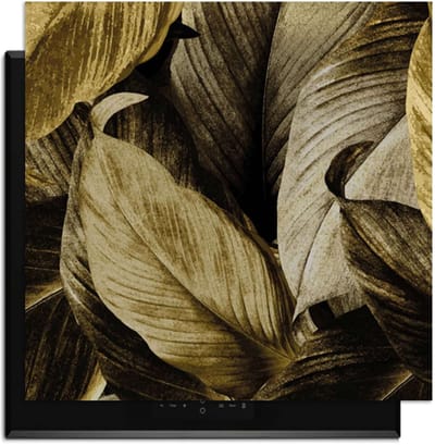 KitchenArt - Golden Leaves – Inductie Beschermer - 59x52 cm - Kookplaat Beschermer - Luxe Afdekplaat Inductieplaat - Anti-slip & Oprolbaar - Beschermmat Inductiekookplaat