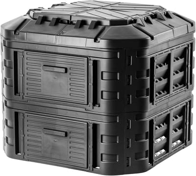 Compost Systeem - Compostbak Tuin - Afval Hergebruiken - Modulair Ontwerp - 600 Liter - Zwart