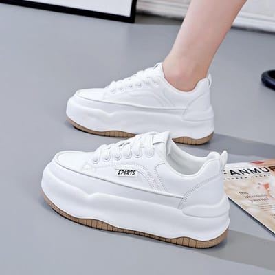 Kleine Witte Schoenen Dames Lente en Herfst Nieuw Alles-passend Muffin Dikke zool Verhoogd Casual Sport Dames Schoenen Skateschoenen 39
