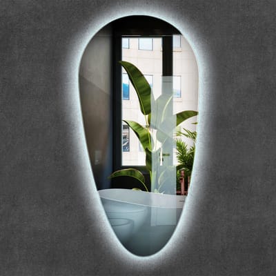 Wallfluent LED Spiegel - Spiegel met LED Verlichting - 35 cm x 70 cm - Glamoureuze spiegel - Badkamerspiegel – Eetkamerspiegel – Kaptafel Spiegel – Kleedkamer spiegel - LED Wandspiegel Minimalistisch - Koel Wit - Moderne Vorm