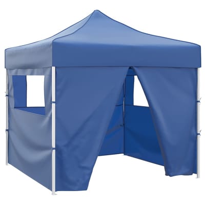 vidaXL - Vouwtent - met - 4 - zijwanden - 3x3 - m - blauw