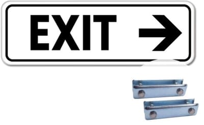 Bord Exit pijl rechts - Weerbestendig Aluminium - 40x15 cm - Bevestiging: Met hekbeugels (voor spijlen- of gaashek)