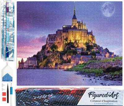 Figured'Art Diamond Painting set Volwassenen 40x50 cm Mont Saint Michel - 5D DIY Art full drill vierkante diamant - Opgerold canvas