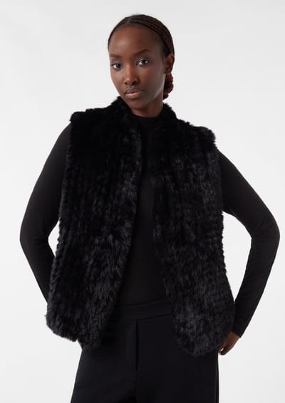 Gilet zonder mouwen van gebreid nepleer dames COMMA