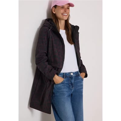 Softshell-jas met capuchon en luipaardprint