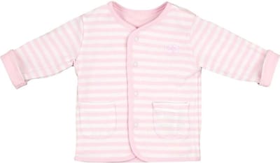 Feetje reversible vest uni roze - roze streep met wit maat 50