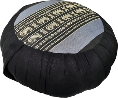 Fine Asianliving Thais Kussen Meditatie Zitkussen Rond Zafu D40xH17cm Zwart Olifanten Meditatie Mat Matras