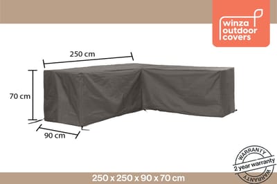 Winza Outdoor Covers - Premium - beschermhoes loungeset L vorm 250 - Afmeting : L 250/90x250/90x70 cm - Antraciet - 2 jaar garantie
