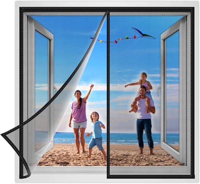 Vliegenhor - Horrengaas raam - Buitenlucht binnen - Magneet sluiting - 110x115cm - Zwart
