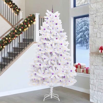 vidaXL - Kunstmatige - Hinged - Kerstboom - Wit - 300 - cm - PVC - en - Staal