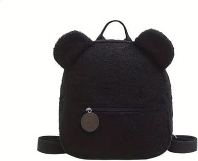 Livano Teddy Tas - Fluffy - Rugzak - Backpack - Schooltas - Dames - Heren - Meisje - Jongens - Zwart