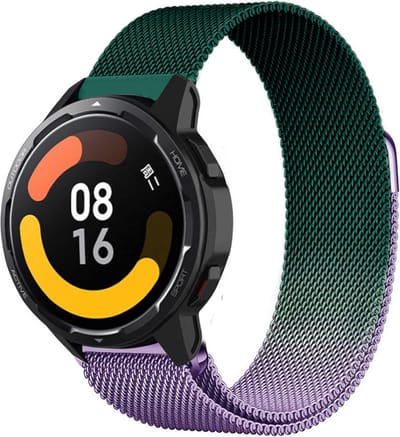 Strap-it Smartwatch bandje Milanese - geschikt voor Xiaomi Mi Watch / Watch S1 / Watch S1 Pro / Watch 2 Pro / S1 Active / Amazfit Pace / Amazfit Stratos 2 / 2s / 3 - paars/groen