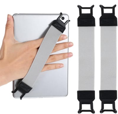 2-stuks Tablet polsband - Elastische tablet handband - Tablet valbeschermingsband - Multifunctionele tablet handgreepband - Elastische band - 20 cm - Geschikt voor 10,5-inch tablets en e-readers - Grijs