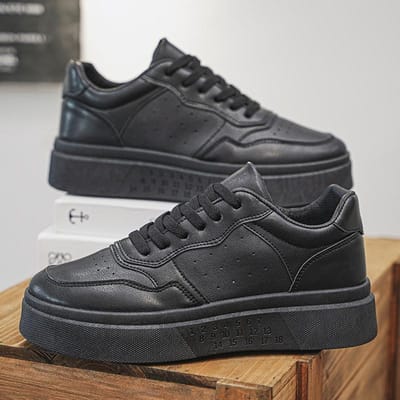 Heren Skateschoenen Mode Leer Heren Casual Schoenen Wit Platform Hardloopsneakers Ademende Tennisschoenen Dikke Sportschoenen 39 gray
