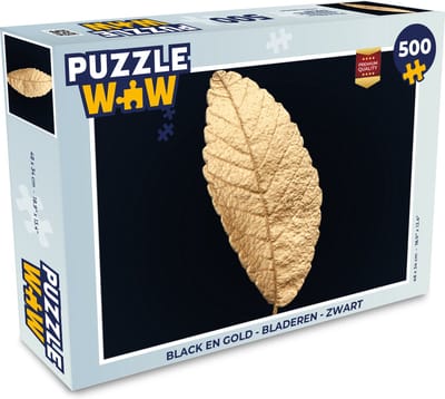 Puzzel Black en gold - Bladeren - Zwart - Planten - Luxe - Legpuzzel - Puzzel 500 stukjes