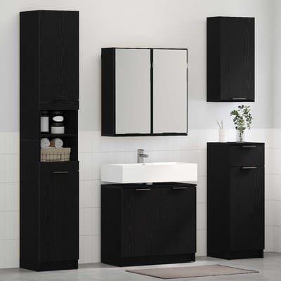vidaXL - Badkamermeubel - Set - 3 - st - Zwart - Eiken - 64,5 - x - 33,5 - x - 59 - cm