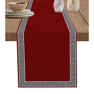 Zwart Retro Geometrisch Ontwerp Patroon Tafel Runner Restaurant Decoratie Tafel Runner Bruiloft Vakantie Feest Tafel Accessoires 150x33cm