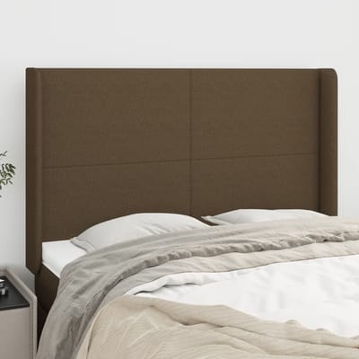 vidaXL - Hoofdbord - met - randen - 147x16x118/128 - cm - stof - donkerbruin