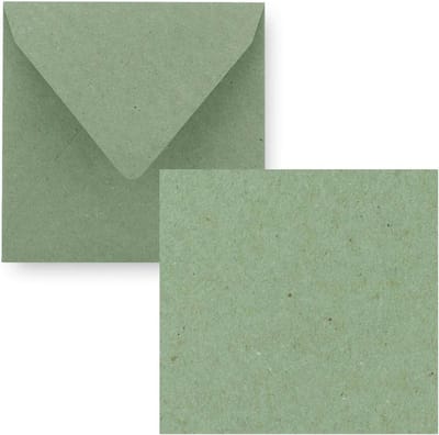Vierkante Kaartenset 15x15 cm - Kraftpapier Groen - 25 Stuks voor Wenskaarten