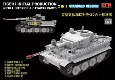 Rye Field Model Modelbouwpakket Militaire voertuigen - 5130 Pz.Kpfw. VI Ausf. E Tiger I Vroege Productie - Standaard-ed. met volledige interieur - doorsnede Plastic - 1:35 - Modelbouw